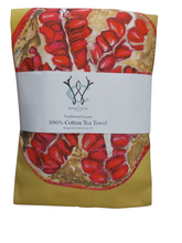 Load image into Gallery viewer, Colourful Pomegranate Tea Towel Antique Print c1930 Luxury Cotton