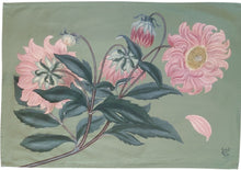 Load image into Gallery viewer, Dahlia Pinnata Nana by HG Andrews 1797 Antique Print Tea Towel on Green Background
