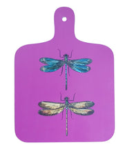 Load image into Gallery viewer, Mini Chopping Board British Dragonflies on Pink Antique Print c1845 UK Made