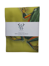 Load image into Gallery viewer, Frog & Lilipad Print Tea Towel 19thC Antique Prints 100% Cotton UK Made