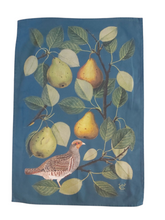 Load image into Gallery viewer, Partridge in a Pear Tree Green Antique Print Tea Towel 100% Cotton UK Made