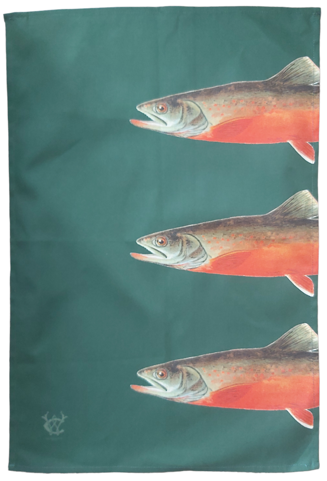 Canadian Red Trout Tea Towel Antique Print UK made