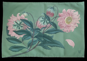 Dahlia Pinnata Nana by HG Andrews 1797 Antique Print Tea Towel on Green Background