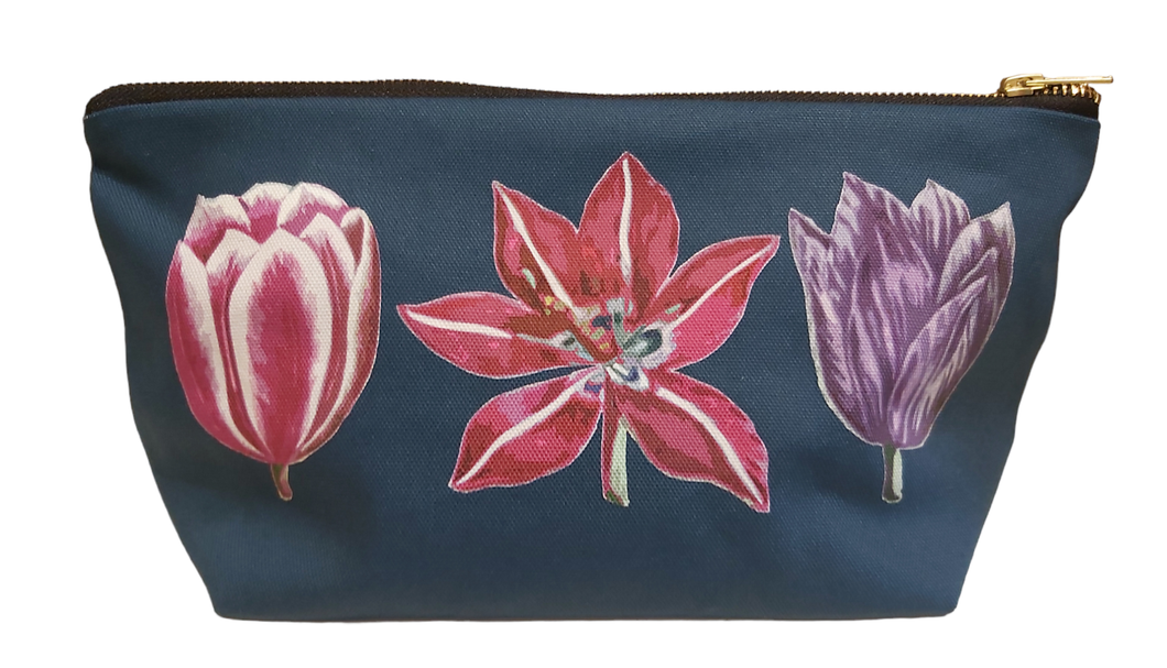 Antique Print Tulips Makeup bag