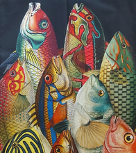 Load image into Gallery viewer, Tea towel Collection of Colourful Fish Antique Print Design
