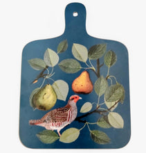 Load image into Gallery viewer, Mini Chopping Board Partridge in a Pear Tree Blue Antique Print UK Made
