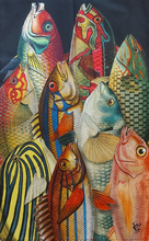 Load image into Gallery viewer, Oven Glove Collection of Colourful Fish Antique Print Design
