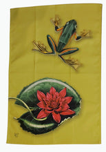 Load image into Gallery viewer, Frog &amp; Lilipad Print Tea Towel 19thC Antique Prints 100% Cotton UK Made
