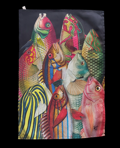 Tea towel Collection of Colourful Fish Antique Print Design