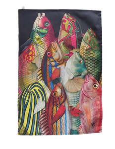 Tea towel Collection of Colourful Fish Antique Print Design