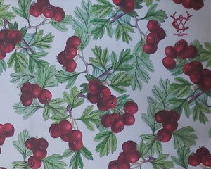 Hawthorne with Berries Tea Towel Antique Botanical Print 100% Cotton