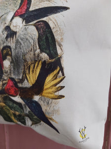 Hummingbirds Antique Bird Print Tea Towel 100% Cotton UK Made