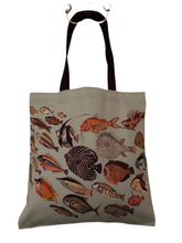 Load image into Gallery viewer, Antique Print Tote Bag Multicoloured Shoal of Unusual Fish
