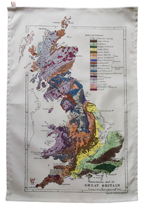 Geological Map of Great Britain Tea Towel Antique Print Luxury Cotton Gift UK Made