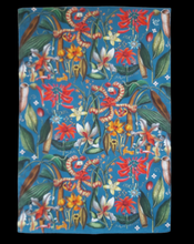 Load image into Gallery viewer, Tropical Plants Tea Towel Antique Botanical Print 100% Cotton Blue
