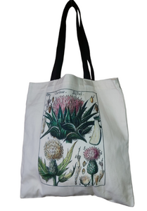 Gorgeous Antique Print Thistle Small Tote / Shopping Bag 100% Cotton UK Made